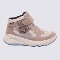 Baskets Superfit, Baskets Tendances Filles En Cuir Nubuck Beige