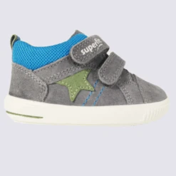 Baskets Superfit, Baskets Tendances Garçons En Cuir Et Textile Gris Clair