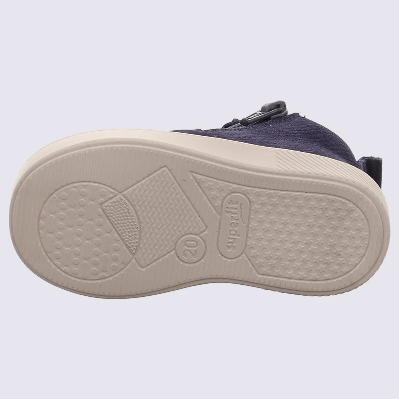 Baskets Superfit, Baskets Tendances Garçons En Cuir Nubuck Bleu/brun – Image 4