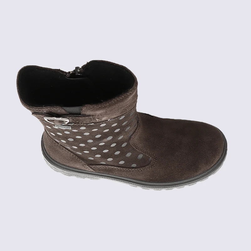 Bottes Bi-matières Superfit, Bottes Fille Imprimé Pois En Cuir Brun – Image 3