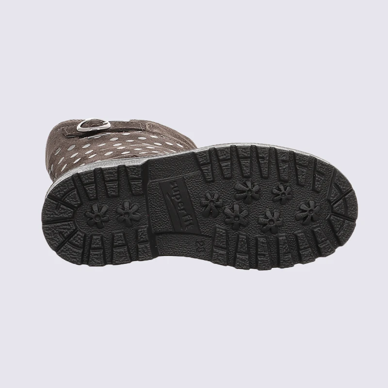 Bottes Bi-matières Superfit, Bottes Fille Imprimé Pois En Cuir Brun – Image 4