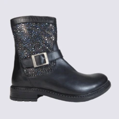 Bottes Fille En Cuir Noir Bellamy Tendance à Glissière