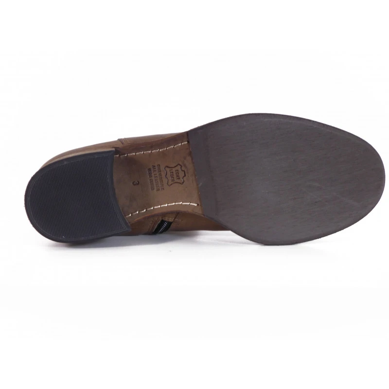 Bottes K&S Montantes En Cuir Beige à Glissière – Image 2