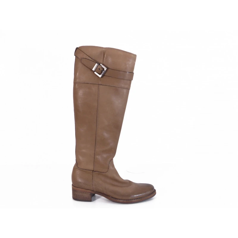 Bottes K&S Montantes En Cuir Beige à Glissière