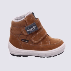 Bottes Superfit, Bottes Fourrées Garçons En Cuir Nubuck Marron Et Bleu