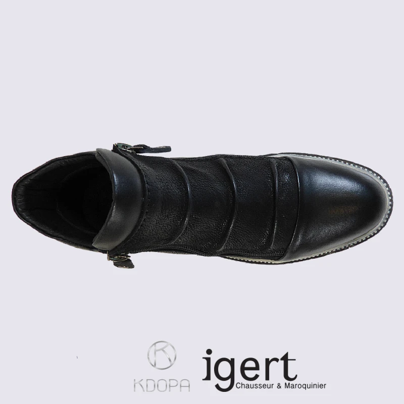 Bottillons Kdopa, Bottillons à Glissière Hommeen Cuir Noir Effet Plissé – Image 3