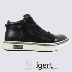 Bottillons Kdopa, Bottillons à Glissière Hommeen Cuir Noir Effet Plissé