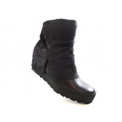 Bottine Compensée En Cuir Noir Puro