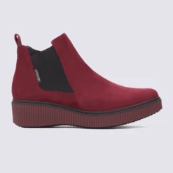 Bottines Compensées Mephisto En Cuir Velours Rouge