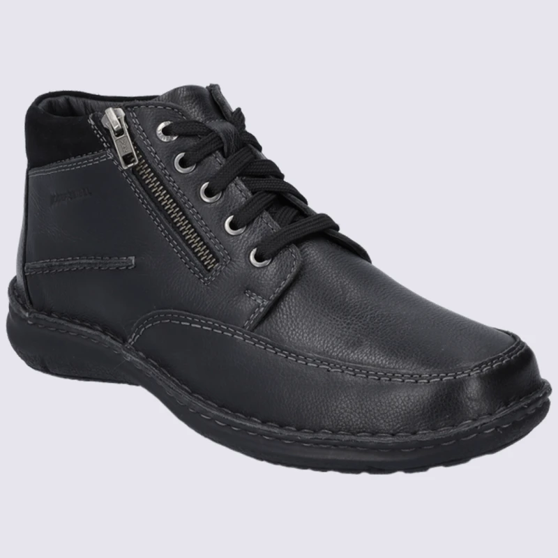 Bottines Josef Seibel, Bottines à Lacets Homme En Cuir Noir – Image 2