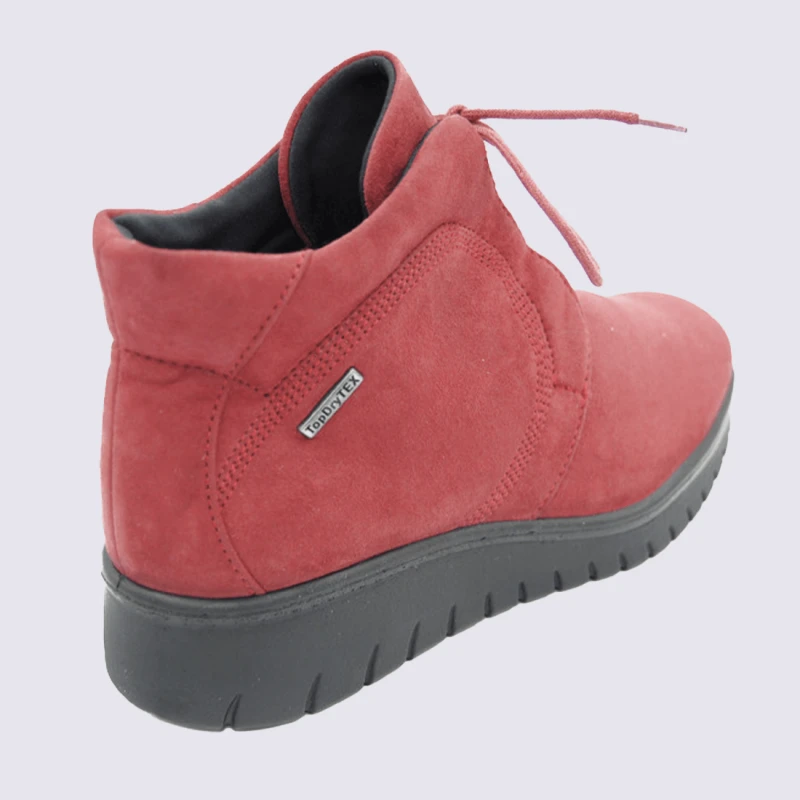 Bottines Josef Seibel, Bottines Chaude Et Confortable Femme En Cuir Rouge – Image 3