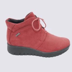 Bottines Josef Seibel, Bottines Chaude Et Confortable Femme En Cuir Rouge