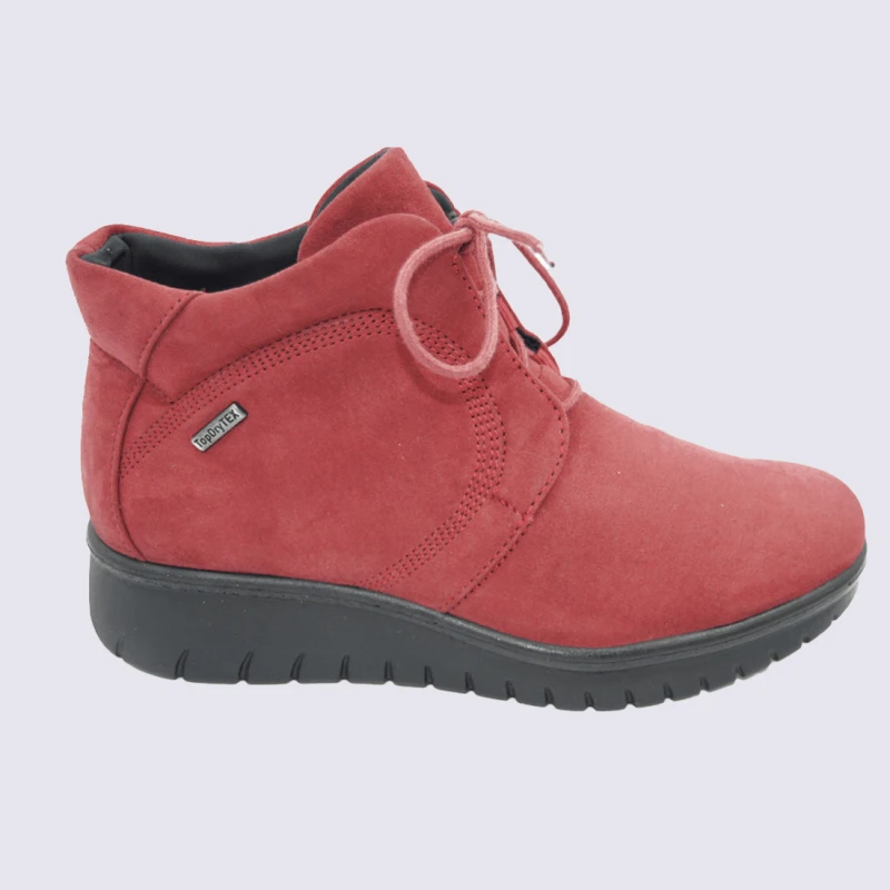 Bottines Josef Seibel, Bottines Chaude Et Confortable Femme En Cuir Rouge