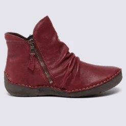 Bottines Josef Seibel, Bottines Femme En Cuir Bordeaux