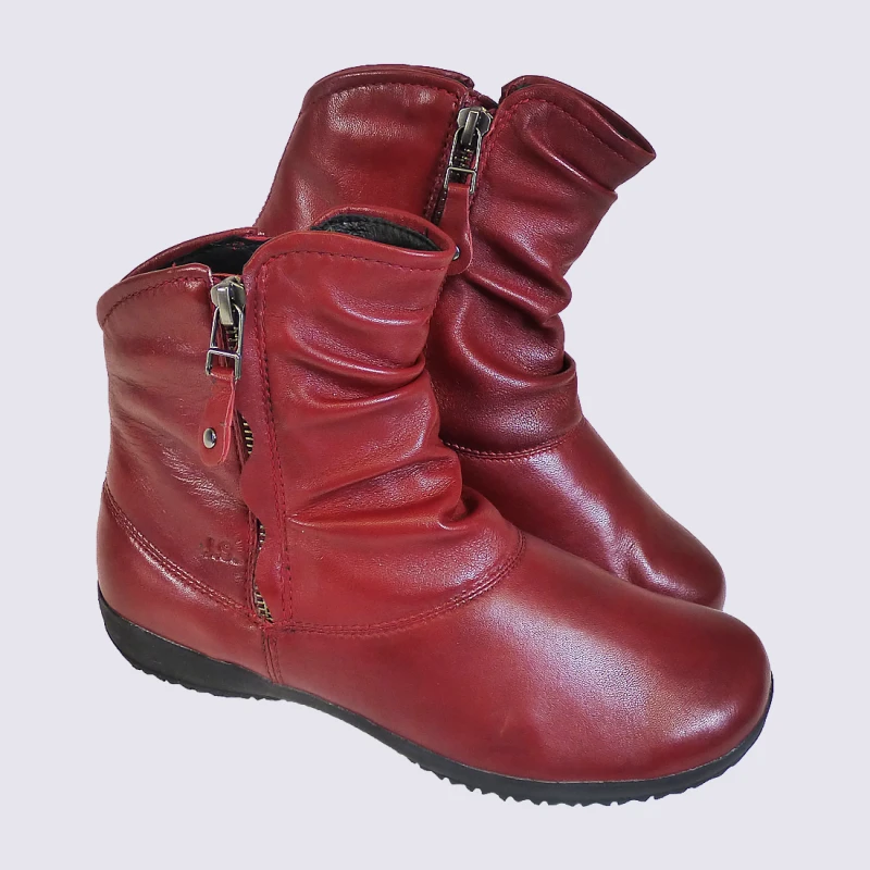 Bottines Josef Seibel, Bottines Femme En Cuir Carmin – Image 2