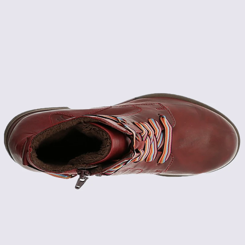 Bottines Josef Seibel, Bottines Tendances Pour Femme En Cuir Bordeaux – Image 3