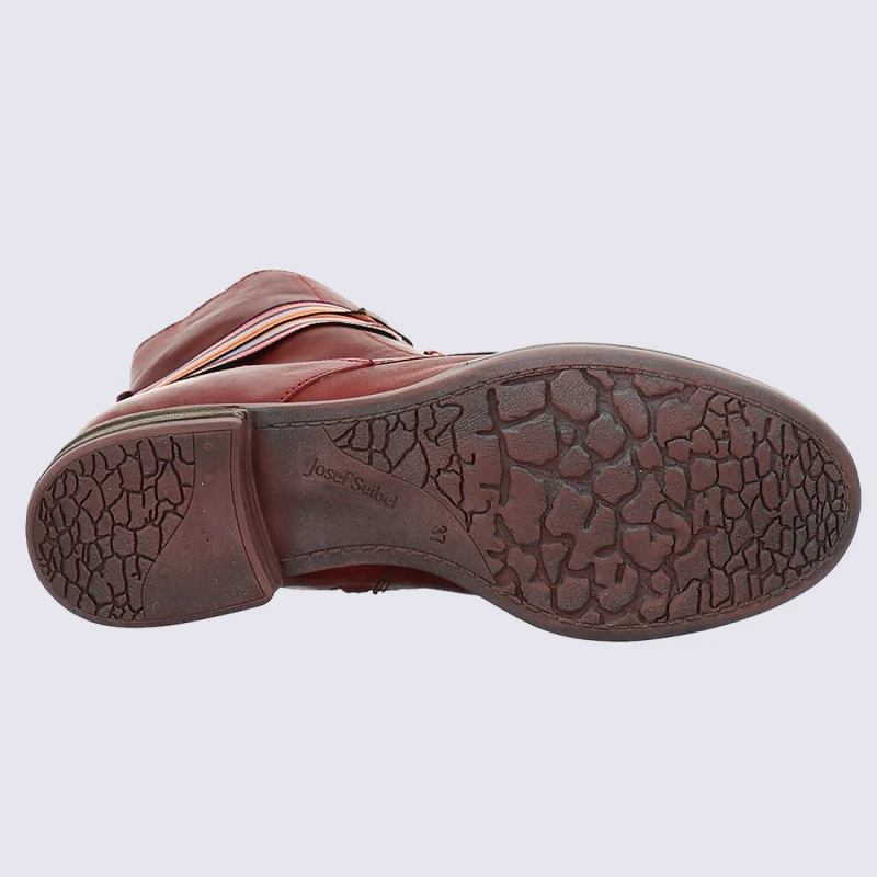 Bottines Josef Seibel, Bottines Tendances Pour Femme En Cuir Bordeaux – Image 4