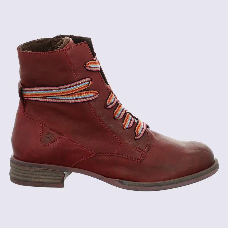 Bottines Josef Seibel, Bottines Tendances Pour Femme En Cuir Bordeaux