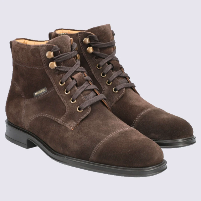 Bottines Mephisto, Bottines à Lacets Homme En Cuir Velours Marron Foncé – Image 2