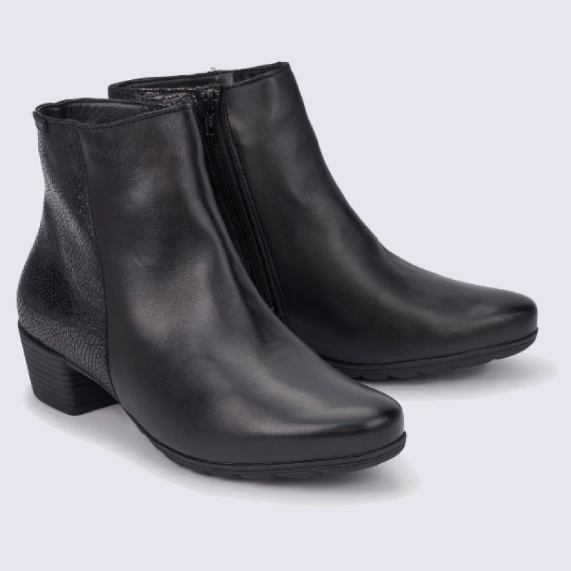Bottines Mephisto, Bottines à Petit Talon Femme En Cuir Noir – Image 2