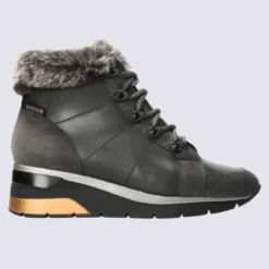 Bottines Mephisto, Bottines à Talon Compensé Fourrée Femme En Cuir Gris