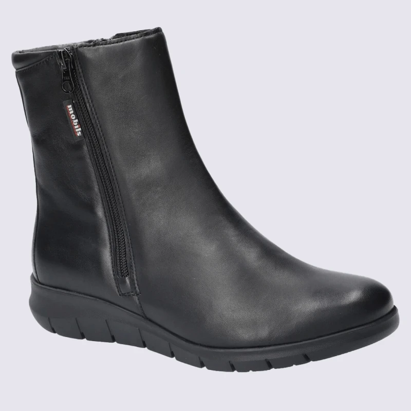 Bottines Mobils, Bottines Confortables Femme En Cuir Lisse Noir – Image 2