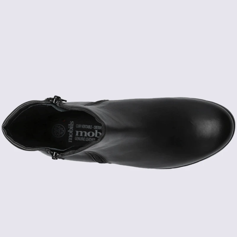 Bottines Mobils, Bottines Confortables Femme En Cuir Lisse Noir – Image 3