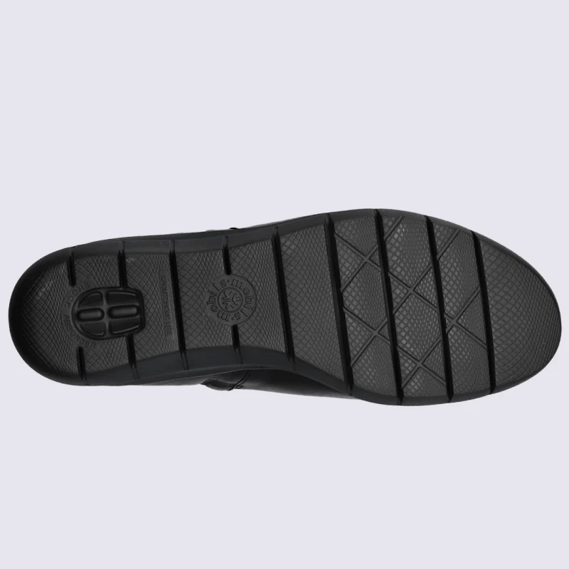 Bottines Mobils, Bottines Confortables Femme En Cuir Lisse Noir – Image 4