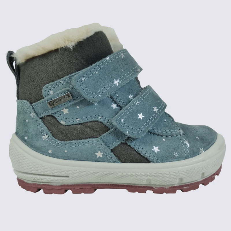Bottines Superfit, Bottines Fourrées Gore-Tex Pour Filles En Cuir Bleu/vert