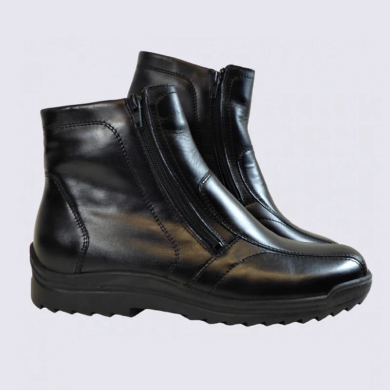 Bottines Waldlaufer, Bottine Fourrée Pour Homme En Cuir Noir – Image 2