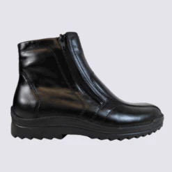 Bottines Waldlaufer, Bottine Fourrée Pour Homme En Cuir Noir
