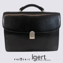 Cartable Frederic, Cartable à Fermeture à Code En Cuir De Vachette Noir