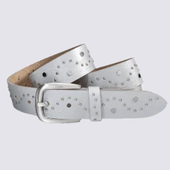 Ceinture Bernd Götz, Ceinture à Rivets Femme En Cuir Argenté