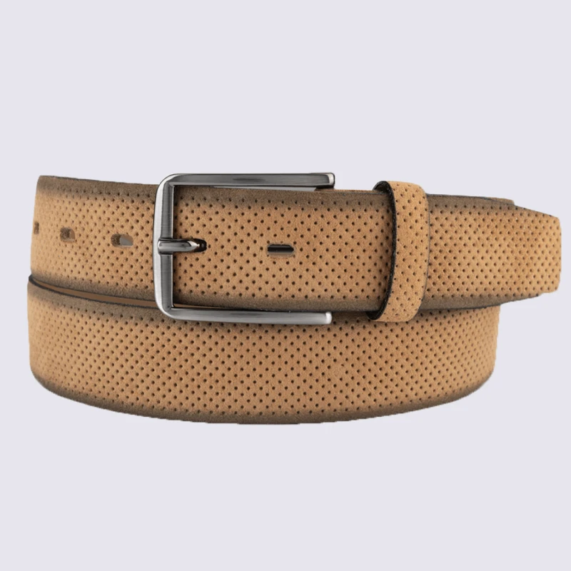 Ceinture Bernd Götz, Ceinture Classique En Cuir Velours Camel