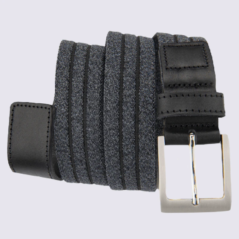 Ceinture Bernd Götz, Ceinture Confortable Et Extensible Homme En Cuir Et Tissu Noir