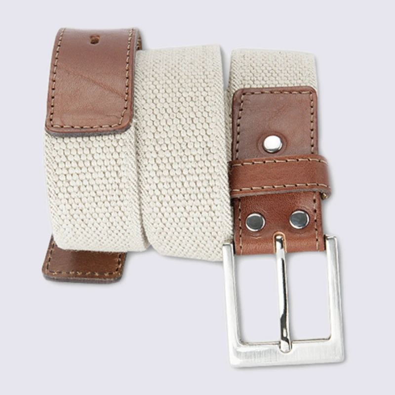 Ceinture Bernd Götz, Ceinture En Cuir Et Tissu Beige