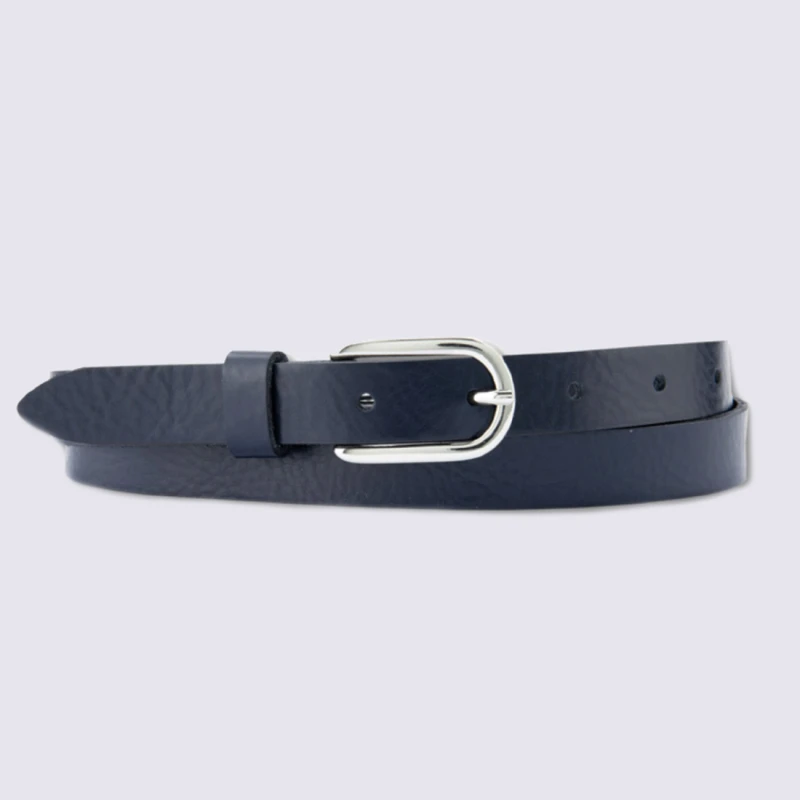 Ceinture Bernd Götz, Ceinture Fine Femme En Cuir Bleu Marine