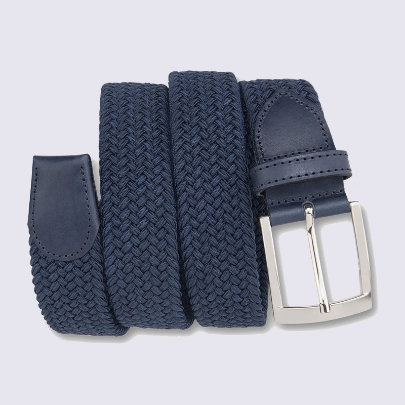 Ceinture Bernd Götz, Ceinture Tressé En Cuir Et Tissu Marine