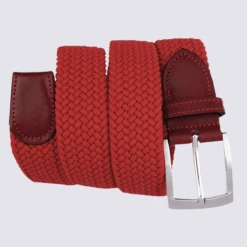 Ceinture Bernd Götz, Ceinture Tressé En Cuir Et Tissu Rouge
