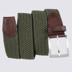 Ceinture Bernd Götz, Ceinture Tressé En Cuir Et Tissu Vert Olive