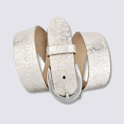 Ceinture Bernd Götz, Ceinture élégante Femme En Cuir Beige Argent