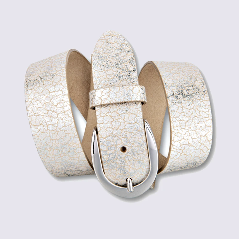 Ceinture Bernd Götz, Ceinture élégante Femme En Cuir Beige Argent
