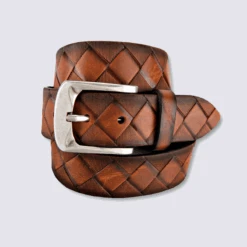 Ceinture Bernd Götz, Ceinture élégante Homme En Cuir Cognac