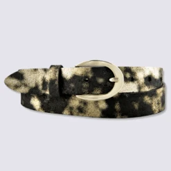 Ceinture Bernd Götz, Ceinture Femme En Cuir Noir Argent Et Or