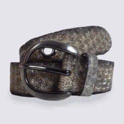 Ceinture Bernd Götz En Cuir Beige Et Argent Tendance