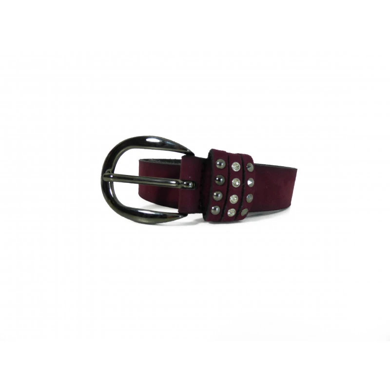 Ceinture Bernd Götz En Cuir Bordeaux Bijoux Swarovski
