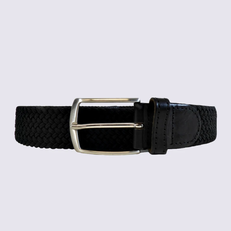 Ceinture Bovino, Ceinture Tressée Homme En Cuir Noir