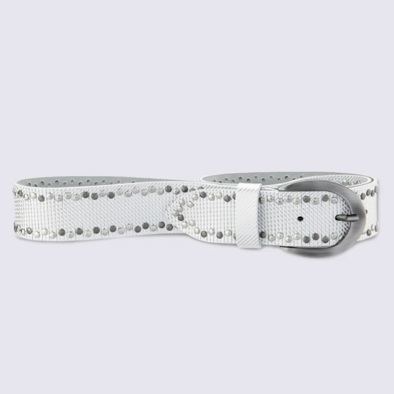 Ceinture Femme Bernd Götz En Cuir Blanc Et Argent Tendance