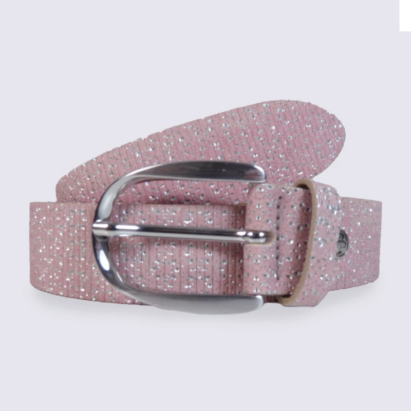 Ceinture Femme Bernd Götz En Cuir Rose Argent