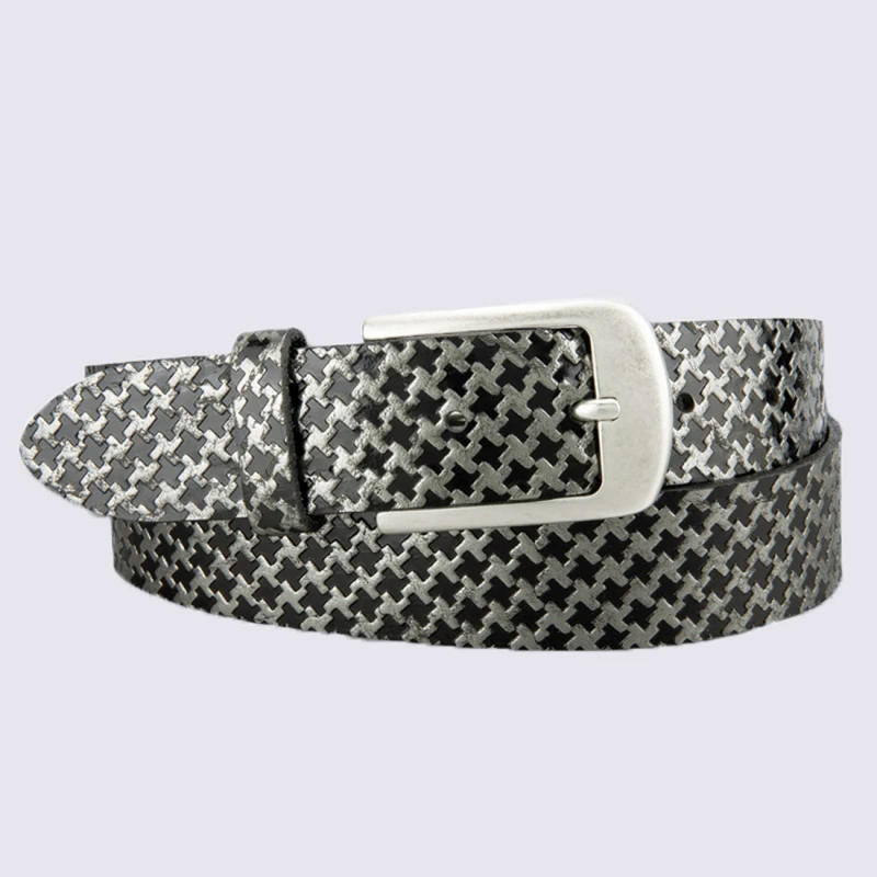 Ceinture Pour Femme Bernd Götz En Cuir Noir Et Argent Métallisé